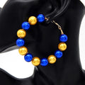 Royal Blue & Gold Pearl Hoop Earrings – Bold Statement Jewelry